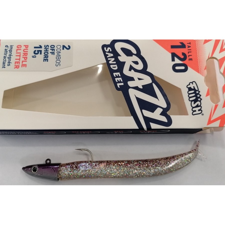 FIIISH CRAZY SAND EEL 120MM 15GR PURPLE GLITTER (COMBO 2 PZ)