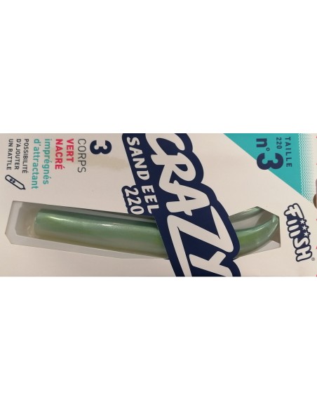 FIIISH CRAZY SAND EEL 220MM VERT NACRE (3 CORPI)