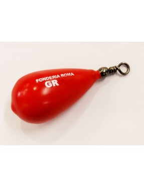 Plomb poire plastifié avec émerillon, rouge, 200 grammes.