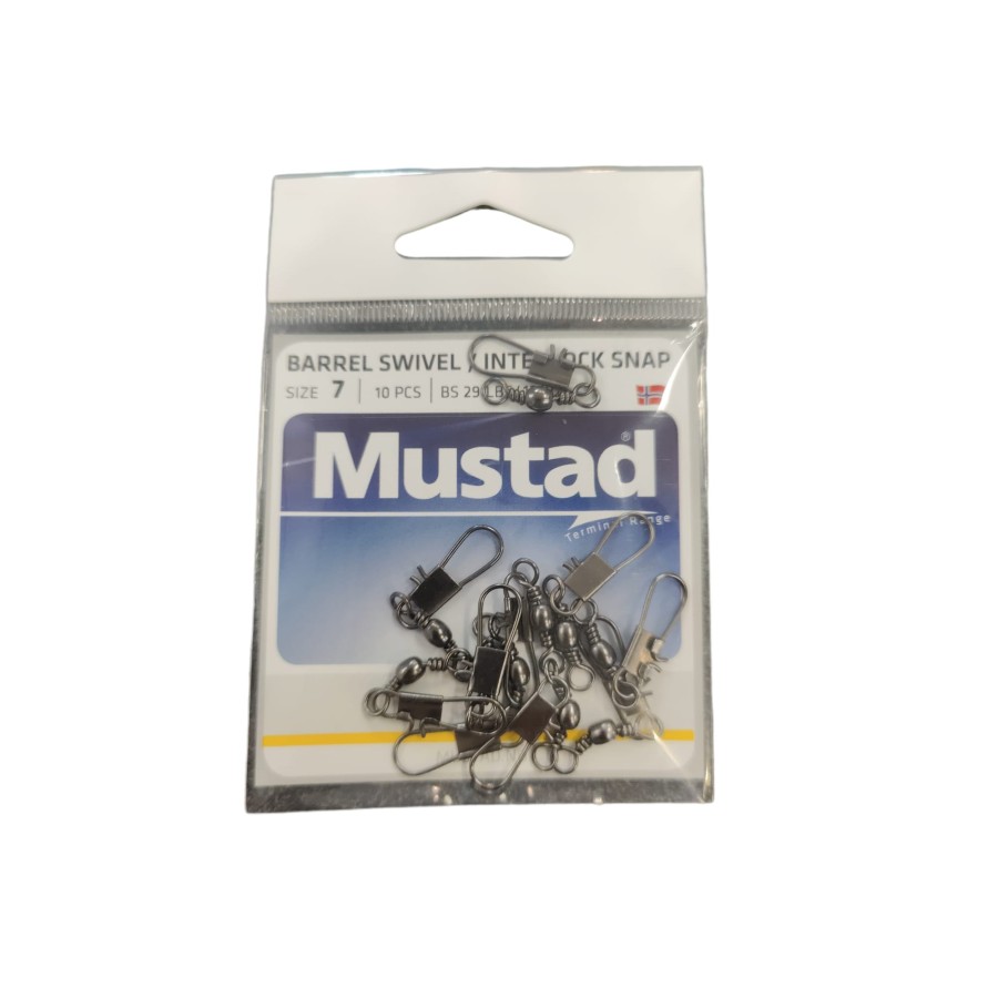 MUSTAD BARREL SWIVEL W/INTERLOCK SNAP SIZE 7