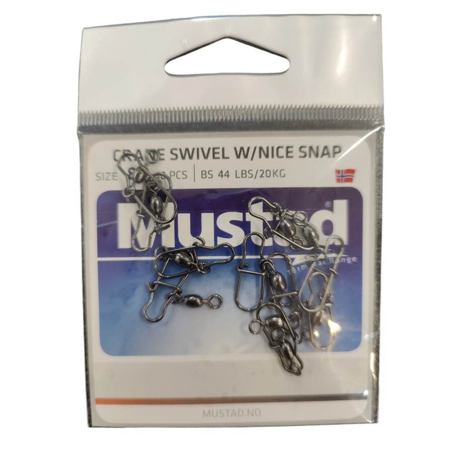 MUSTAD CRANE SWIVEL W/NICE SNAP SIZE 8