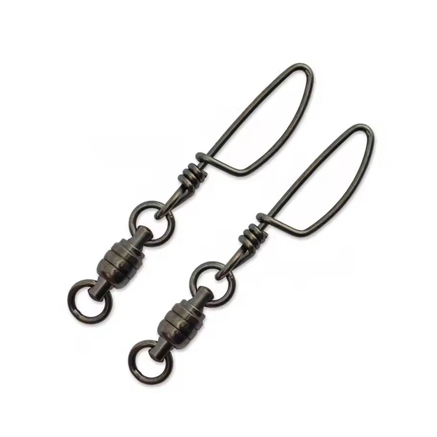 EMERILLON À ROULEMENT AVEC MOUSQUETON POUR TROLLING VERTICAL – ACIER INOXYDABLE NOIRCI N.1 70LB (2PZ)