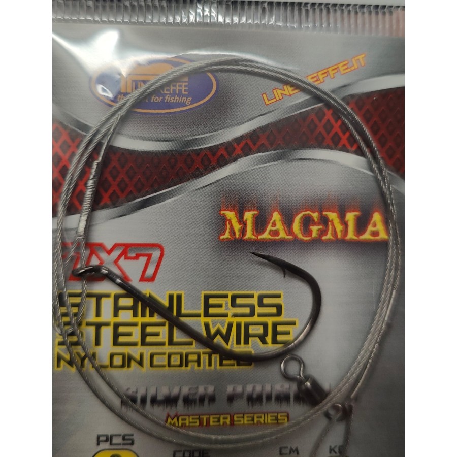 TERMINALE 50CM CAVETTO ACCIAIO 25KG CON AMO N.3/0