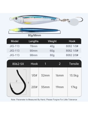 VERTICAL TROLLING SHORE JIG 80GR COL.3 BLUE PINK