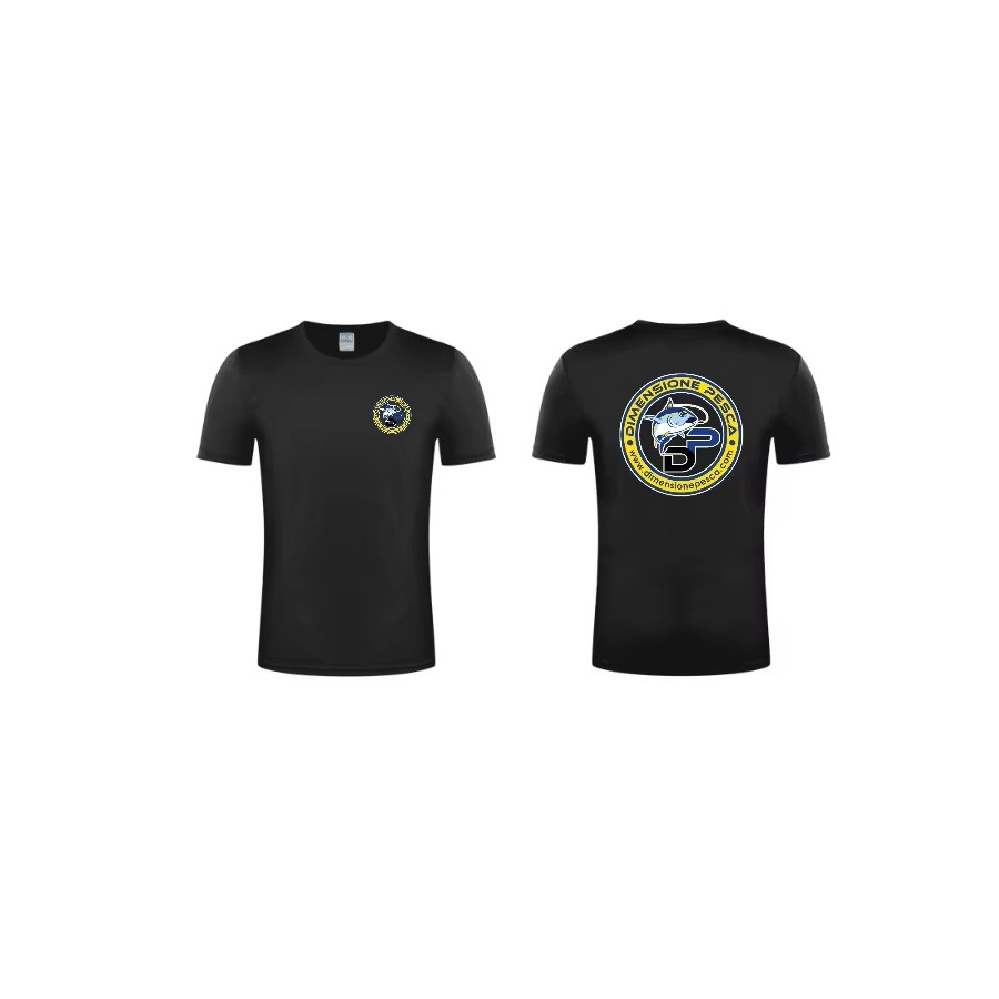 T SHIRT NERA TAGLIA LARGE - DIMENSIONE PESCA