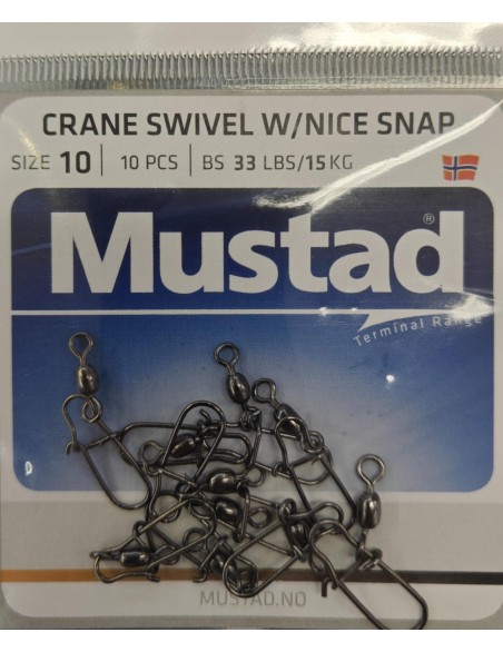 MUSTAD CRANE SWIVEL W/NICE SNAP SIZE 10