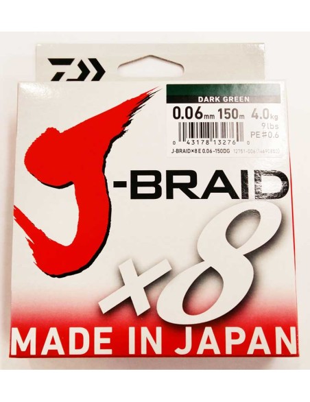 DAIWA J BRAID X8 0,06MM 150MT DARK GREEN (VERDE OSCURO)