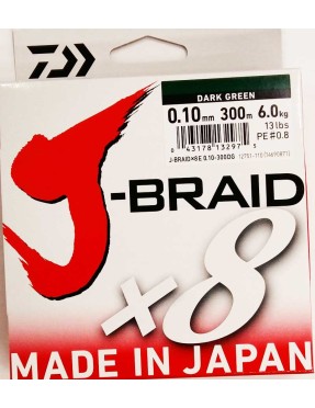 DAIWA J BRAID X8 0,13MM 300MT DARK GREEN (VERDE SCURO)