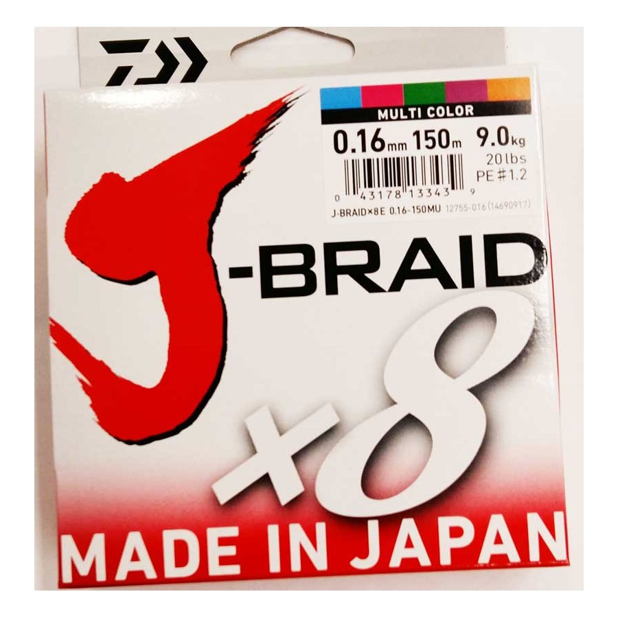 DAIWA J BRAID X8 0,16MM 150MT MULTICOLOR