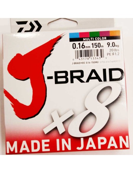 DAIWA J BRAID X8 0,16MM 150MT MULTICOLOR