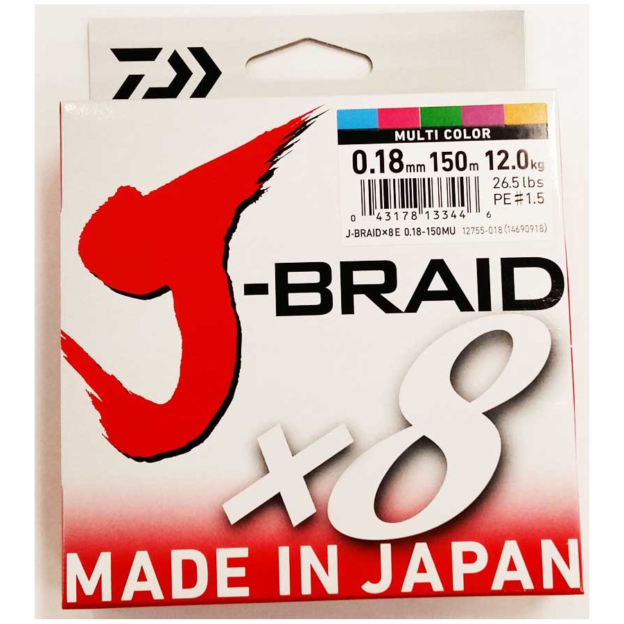 DAIWA J BRAID X8 0,18MM 150MT MULTICOLOR