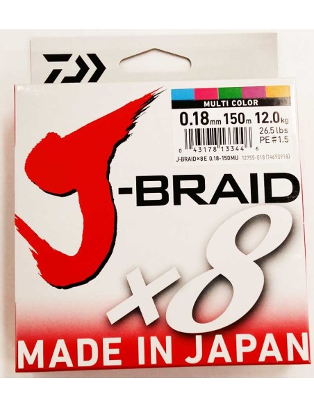 DAIWA J BRAID X8 0,18MM 150MT MULTICOLOR
