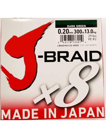 DAIWA J BRAID X8 0,20MM 300MT DARK GREEN (VERDE SCURO)