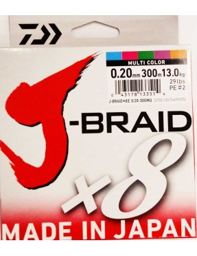 DAIWA J BRAID X8 0,20MM 300MT MULTICOLOR