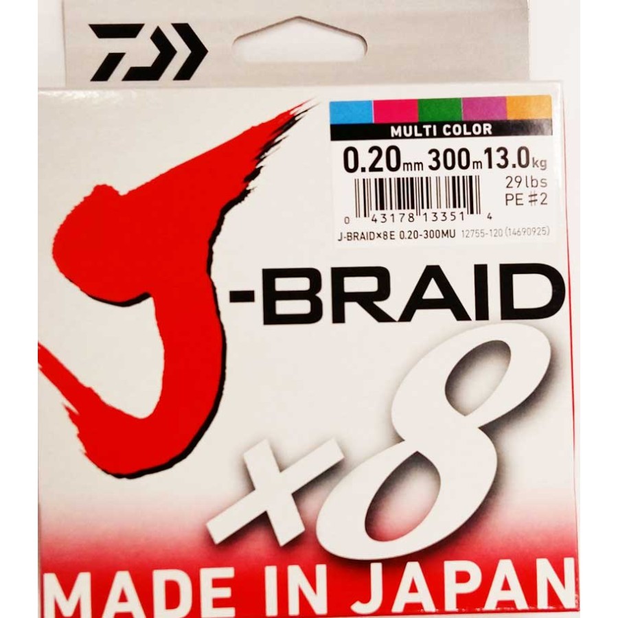 DAIWA J BRAID X8 0,20MM 300MT MULTICOLOR