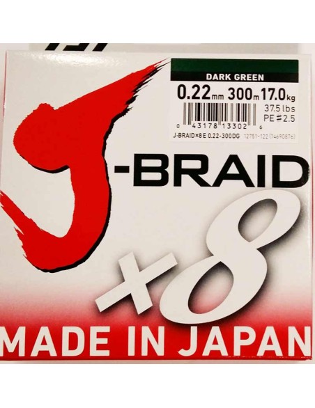 DAIWA J BRAID X8 0,22MM 300MT DARK GREEN