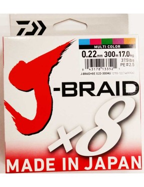 DAIWA J BRAID X8 0,22MM 300MT MULTICOLOR
