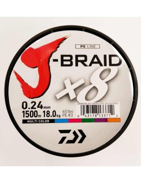 DAIWA J BRAID X8 0,24MM 1500MT MULTICOLOR