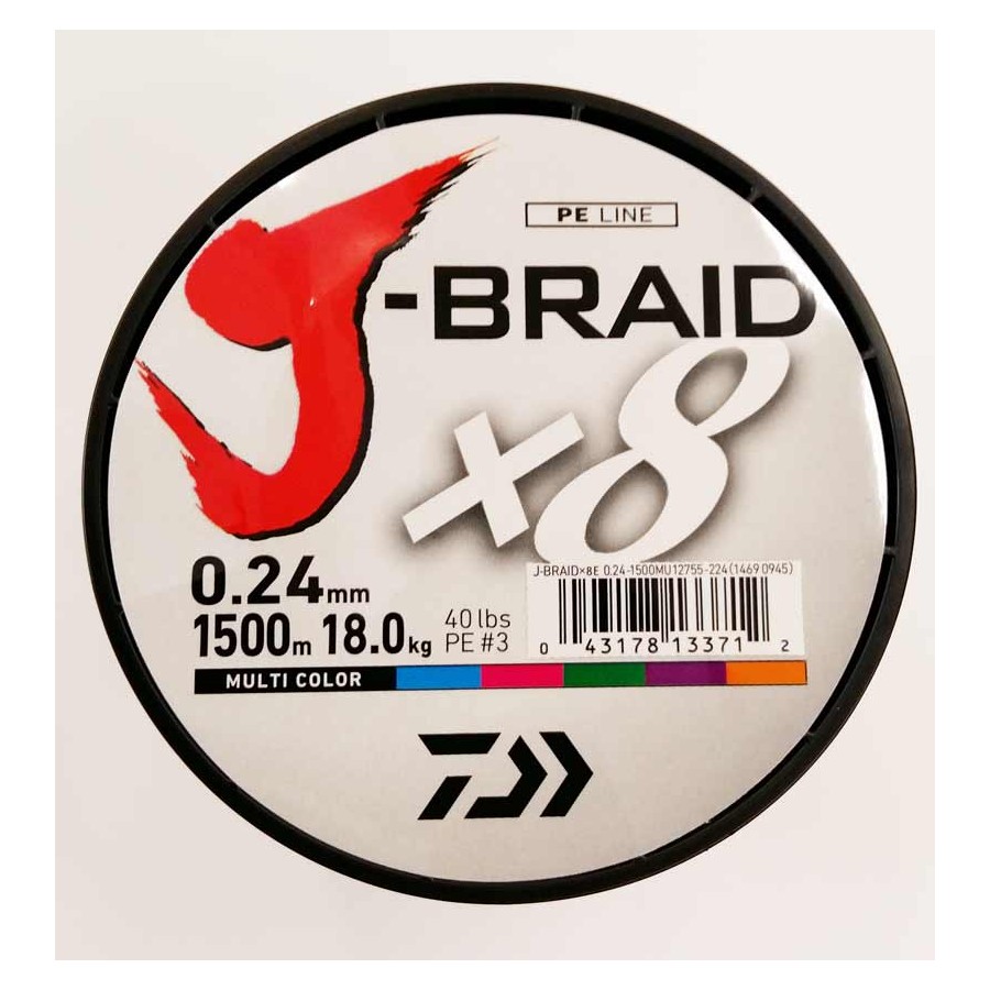 DAIWA J BRAID X8 0,24MM 1500MT MULTICOLOR