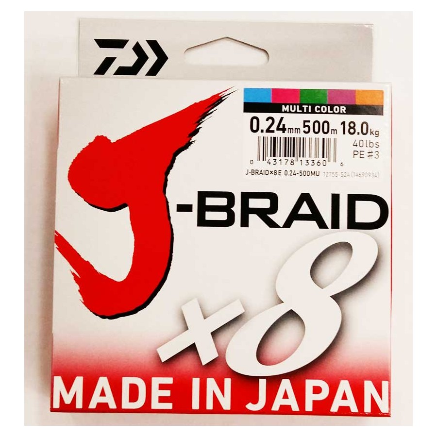 DAIWA J BRAID X8 0,24MM 500MT MULTICOLOR