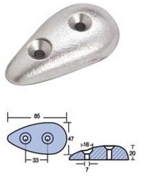ANODO PIASTRA FLAPS OVALE 85X47