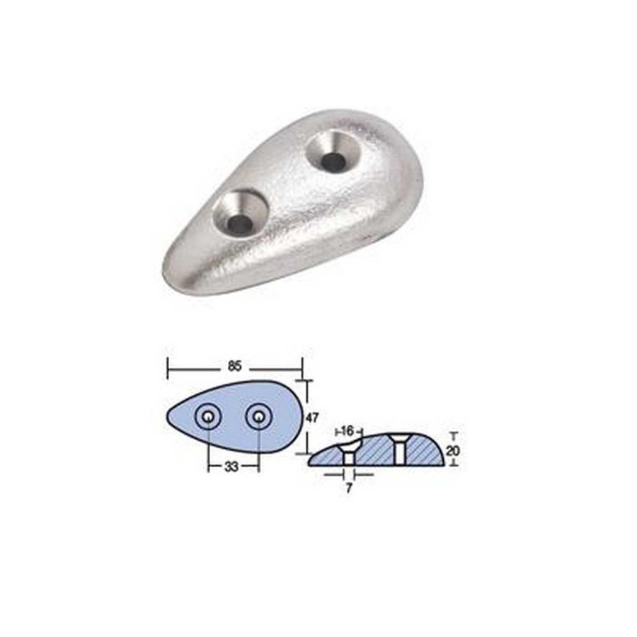 ANODO PIASTRA FLAPS OVALE 85X47